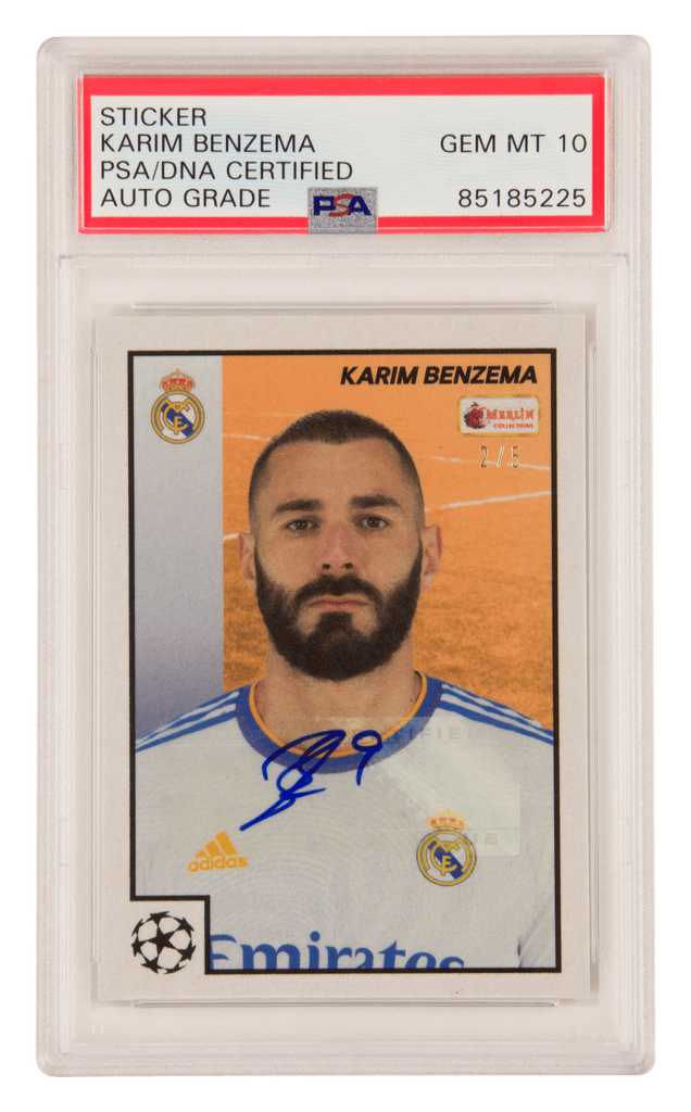 Karim Benzema Signed 2021 Topps Merlin 97 UCL Orange /5 – PSA 10