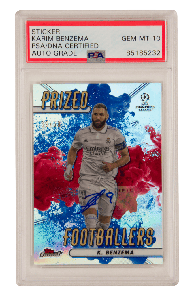 Karim Benzema Signed 2023 Topps Finest Prized Footballers Fusion /50 – PSA 10
