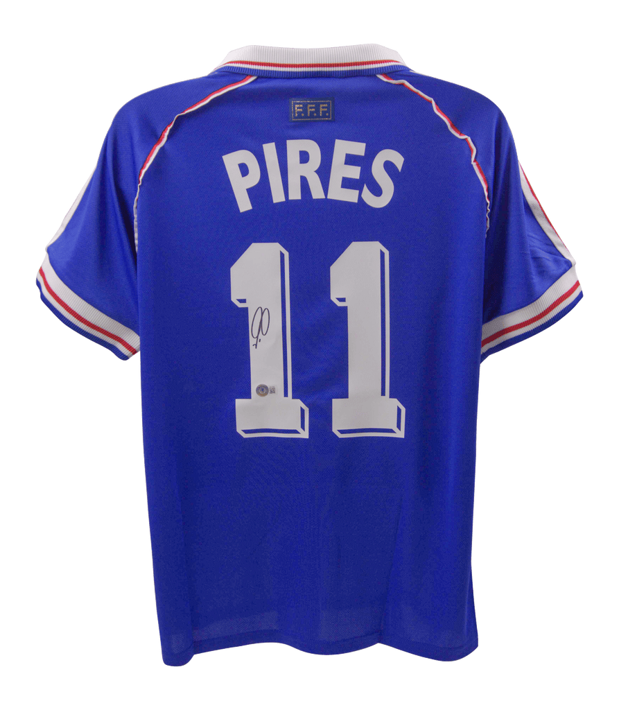 Robert Pires Signed France 1998 World Cup Blue Home Jersey #11 – Beckett COA
