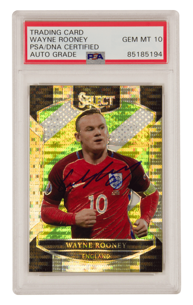 Wayne Rooney Signed Panini 2016-17 Select Soccer Multi Color Prizm #17 – PSA 10