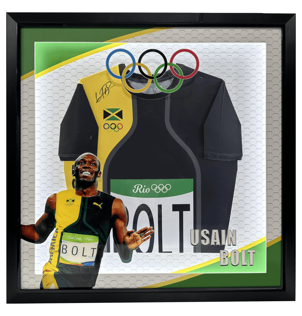 Usain Bolt Signed Rio 2016 Olympic Race Jersey LED Custom Framed – Beckett COA