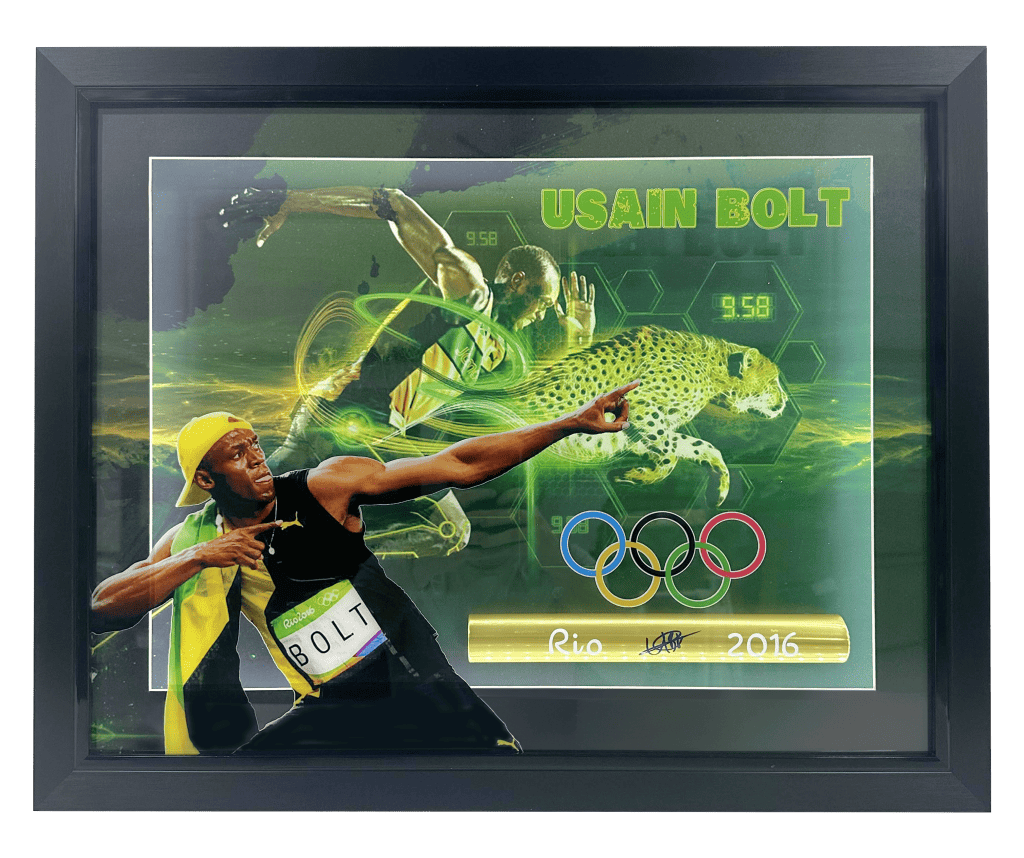 Usain Bolt Signed Rio 2016 Olympic Race Baton LED 3D Custom Framed – Beckett COA