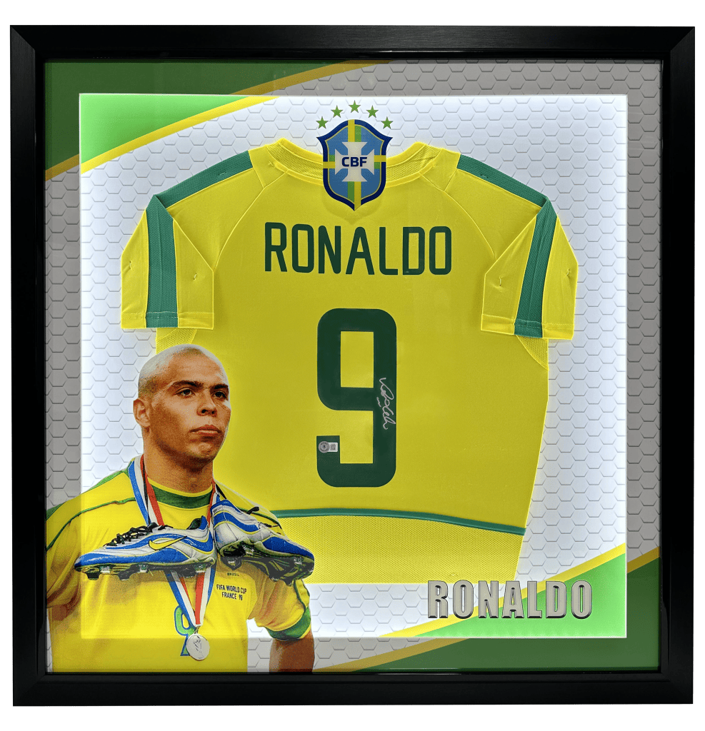 Ronaldo Nazario Signed Brazil Jersey LED Lighting 3D Custom Framed – Beckett COA