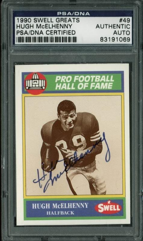 49Ers Hugh Mcelhenny Authentic Signed Card 1990 Swell Greats #49 PSA/DNA Slabbed