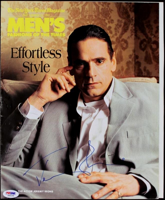 Jeremy Irons Authentic Signed Ny Times Mens Fahion Mag Cover PSA/DNA #J00154