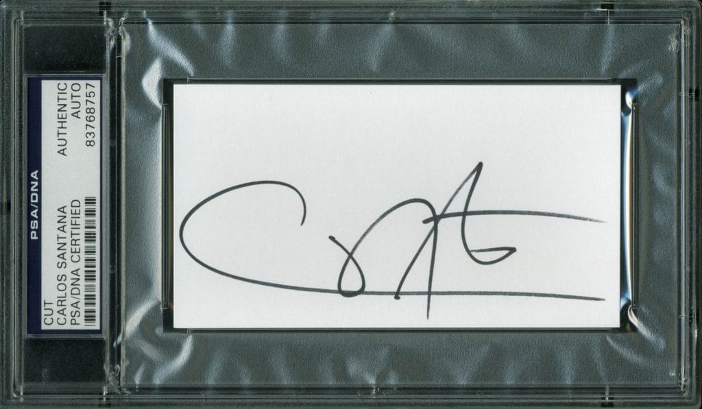 Carlos Santana Authentic Signed 3×5 Index Card Autographed PSA/DNA Slabbed