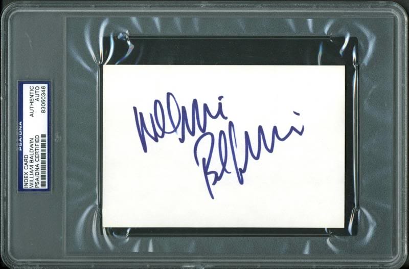 William Baldwin Authentic Signed 4X6 Index Card Autographed PSA/DNA Slabbed