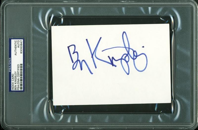 Ben Kingsley Authentic Signed 4X6 Index Card Autographed PSA/DNA Slabbed