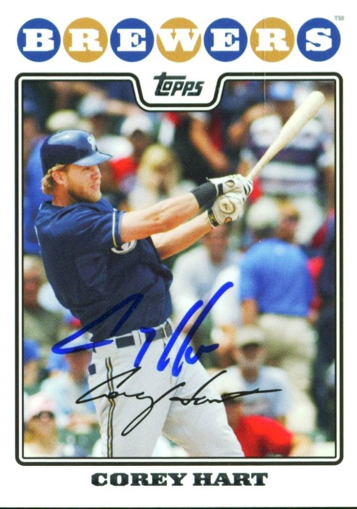 Brewers Corey Hart Authentic Signed Card 2008 Topps #42 Autographed w/ COA