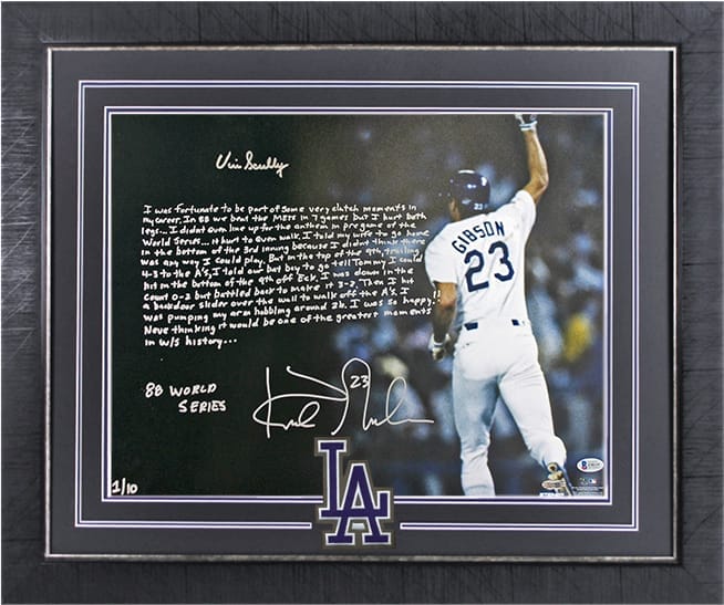 Dodgers Vin Scully & Kirk Gibson Signed & Framed 16X20 LE of 10 Photo BAS