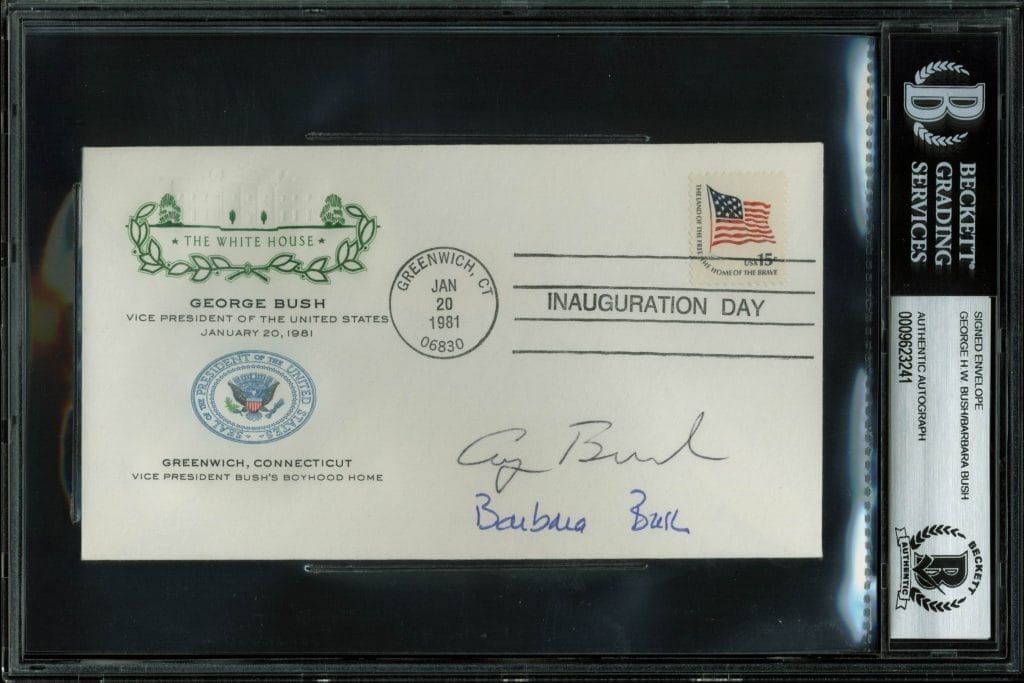 George H.W. Bush & Barbara Bush Signed 1981 First Day Inauguration Cover BAS