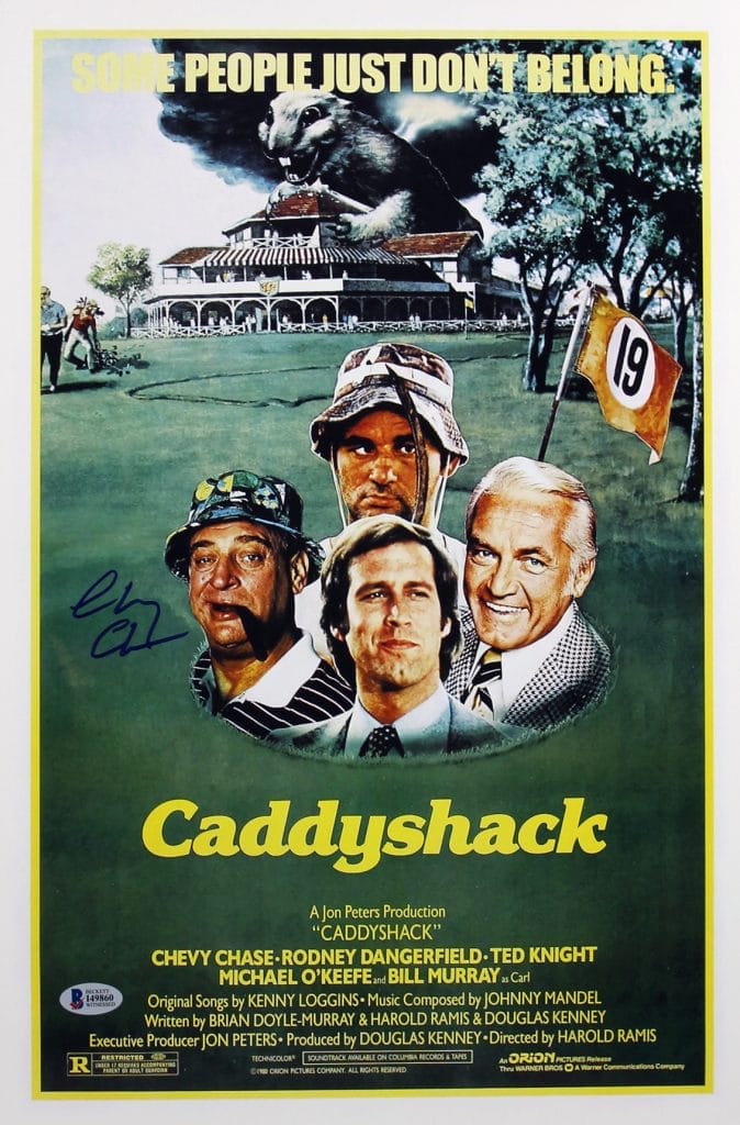 Chevy Chase Caddyshack Authentic Signed 12×18 Mini Movie Poster BAS Witnessed 1