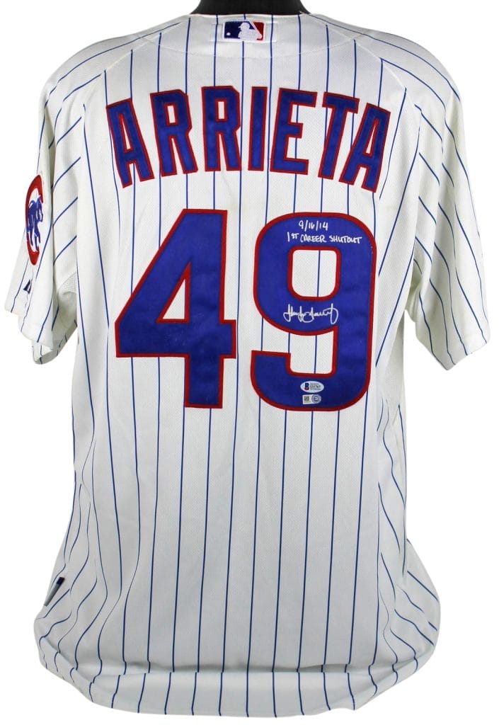 Cubs Jake Arrieta “9/16/14 1st Career Shutout” Game Used Jersey MLB & BAS