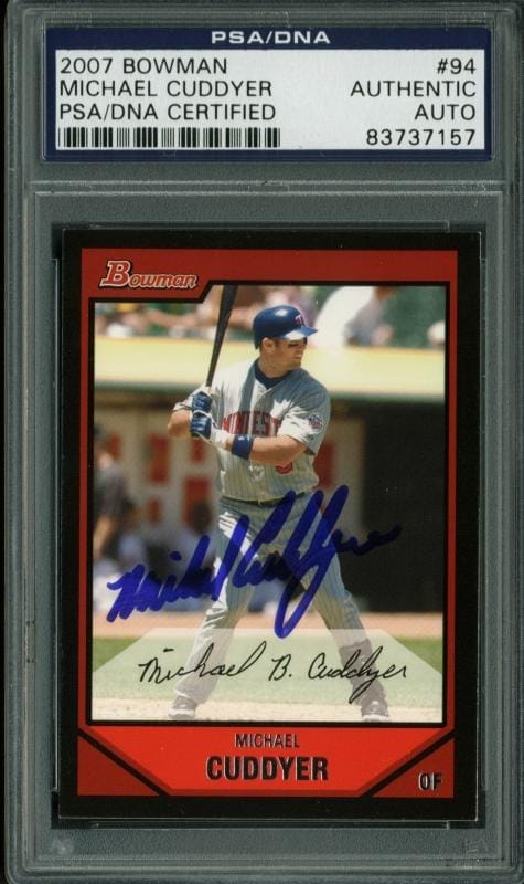 Twins Michael Cuddyer Authentic Signed Card 2007 Bowman #94 PSA/DNA Slabbed
