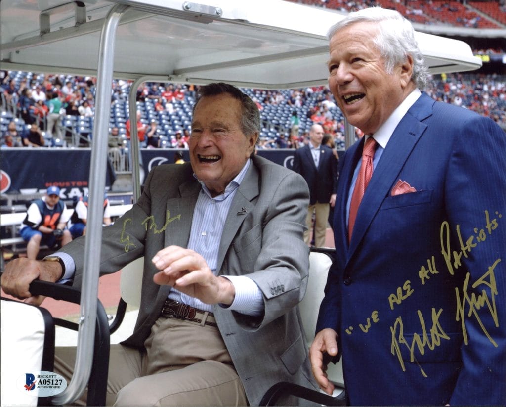George H.W. Bush & Robert Kraft Authentic Signed 8X10 Photo BAS #A05127