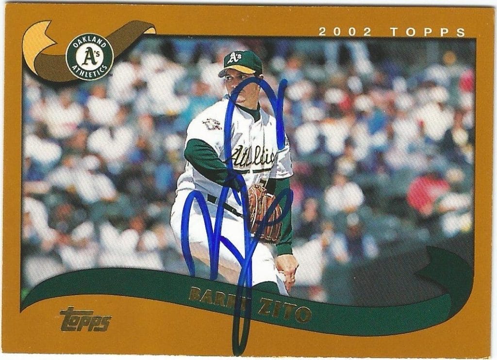 Athletics Barry Zito Authentic Signed Card 2002 Topps #455 Autographed w/ COA