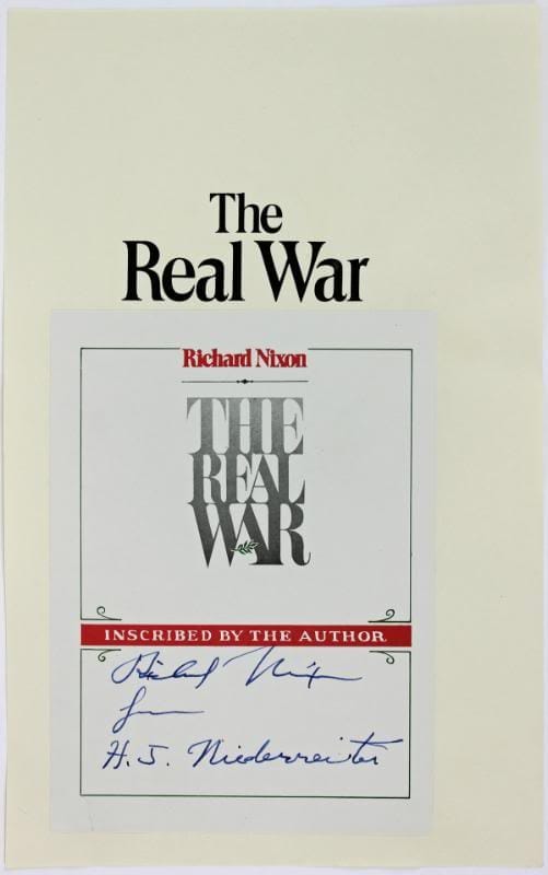 Richard Nixon & H.J. Niederreiter Signed The Real War Book Plate PSA/DNA #P25909