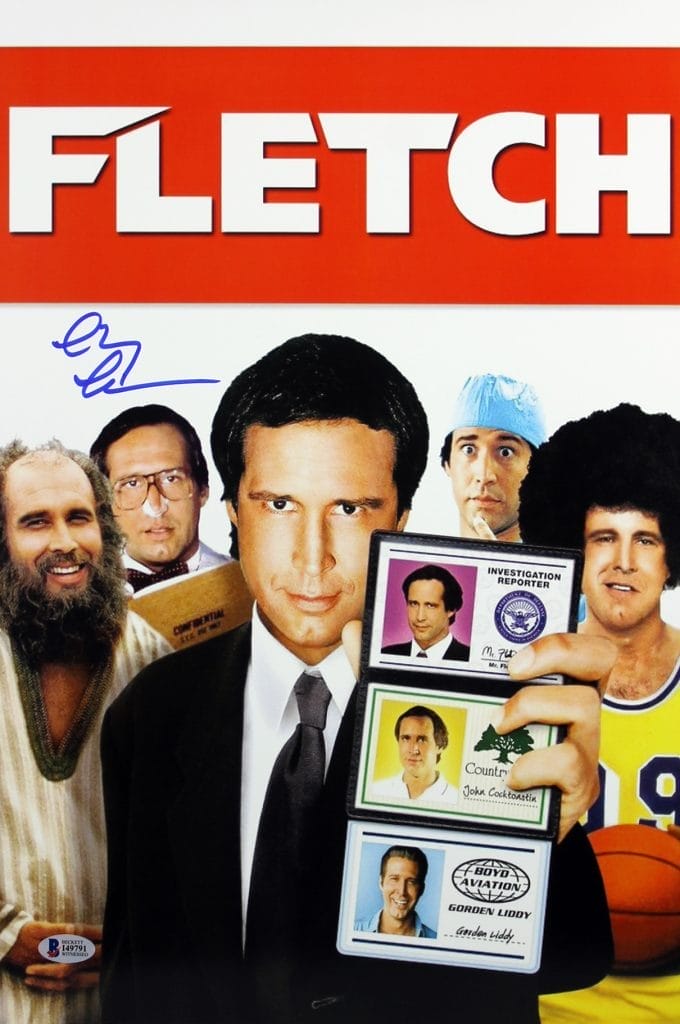 Chevy Chase Fletch Authentic Signed 12×18 Mini Movie Poster BAS Witnessed 1