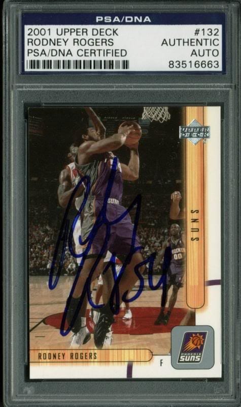 Suns Rodney Rogers Authentic Signed Card 2001 Upper Deck #132 PSA/DNA Slabbed