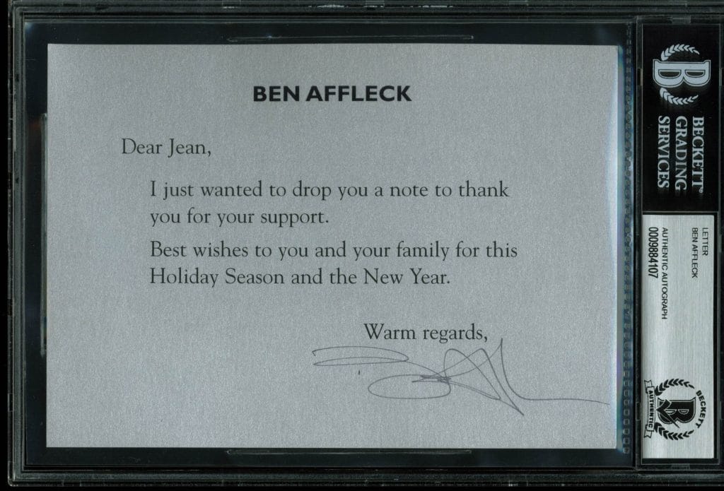Ben Affleck Argo Authentic Signed 5×7 Holiday Letter Autographed BAS Slabbed