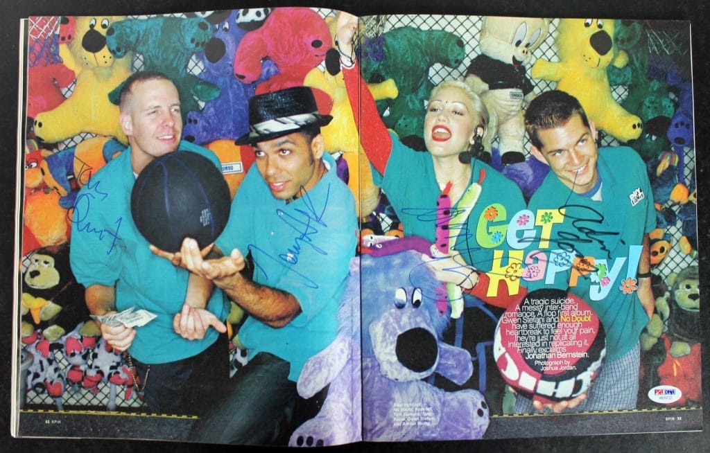 No Doubt (4) Stefani, Kanal, Dumont, Young Signed Spin Magazine PSA/DNA #AB10722