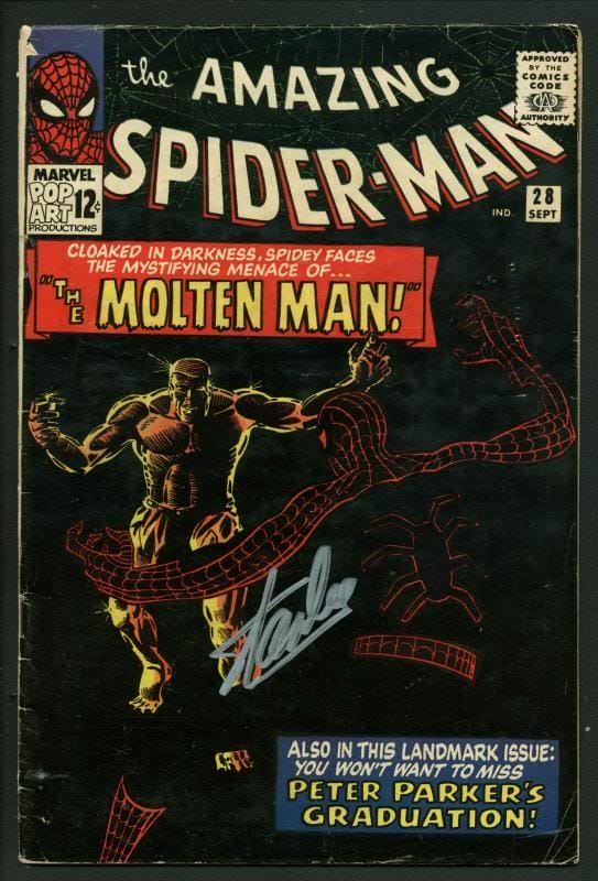 Stan Lee Signed Amazing Spider-Man #28 Comic Book 1St Molten Man! PSA #V07969