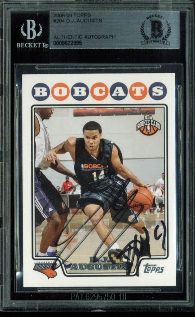 Bobcats D.J. Augustin Authentic Signed Card 2008 Topps RC #204 BAS Slabbed