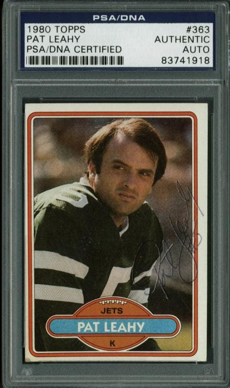 Jets Pat Leahy Authentic Signed Card 1980 Topps #363 PSA/DNA Slabbed