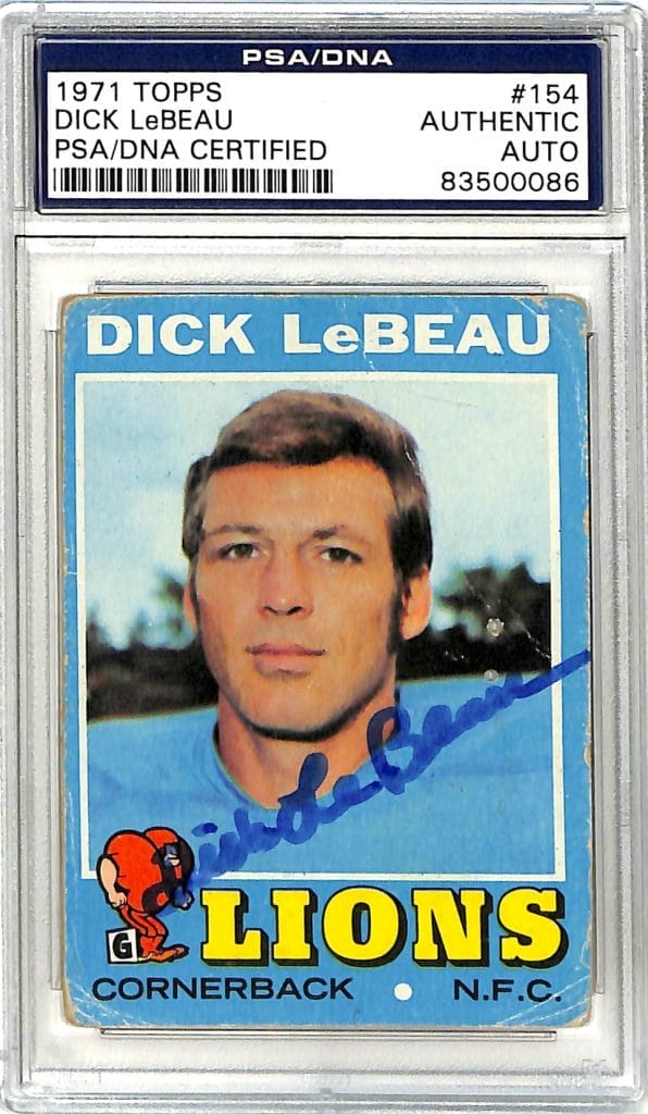 Lions Dick LeBeau Signed 1971 Topps #154 Auto Card PSA/DNA Slabbed #83500086