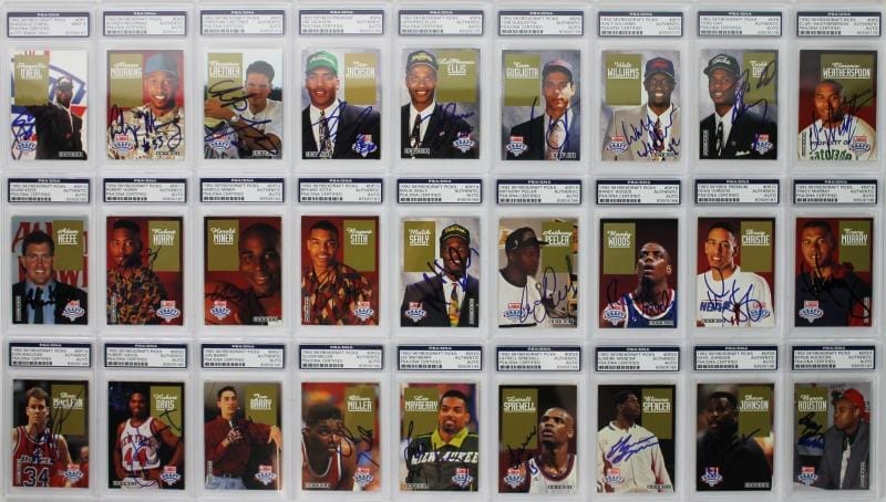 Complete Signed 1992 Skybox Draft Picks Set (27) W/ Shaq, Mourning PSA Slabbed