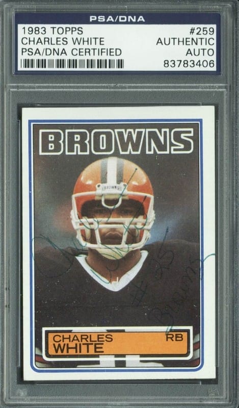 Browns Charles White Authentic Signed Card 1983 Topps #259 PSA/DNA Slabbed