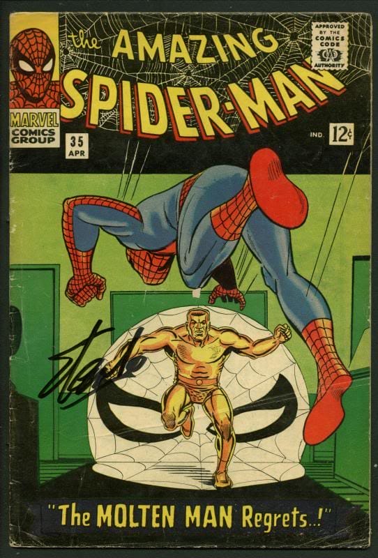 Stan Lee Signed Amazing Spider-Man #35 Comic Book Molten Man PSA/DNA #V07970