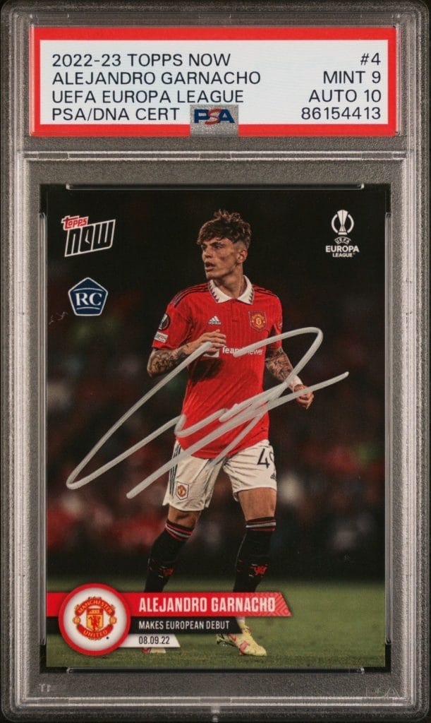 Alejandro Garnacho Signed 2022 Topps Now Debut Rookie Soccer Card – PSA 9/AUTO 10