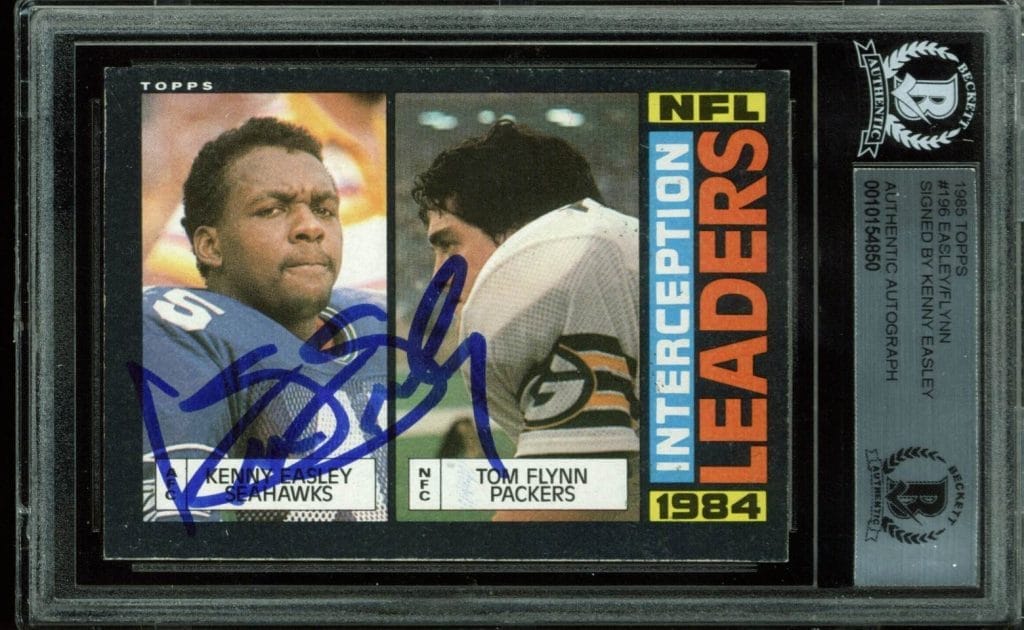 Seahawks Kenny Easley Authentic Signed Card 1985 Topos #196 BAS Slabbed