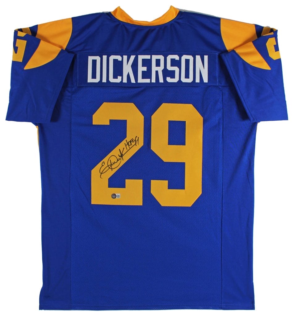 Eric Dickerson “HOF 99” Authentic Signed Blue Pro Style Jersey BAS Witnessed 1