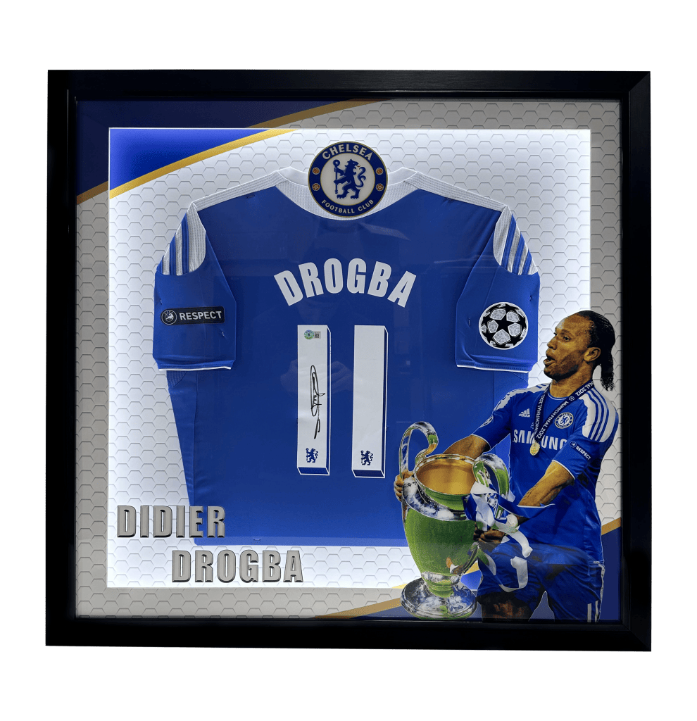 Didier Drogba Signed Chelsea Soccer Jersey in LED 3D Custom Frame – Beckett COA