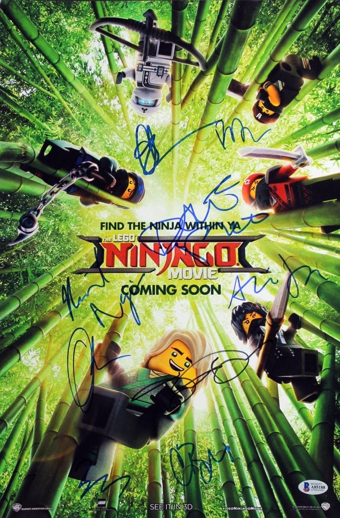 The Lego Ninjago Movie (9) Cast Signed 12×18 Mini Movie Poster BAS #A85188