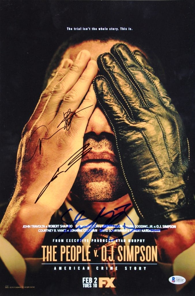 The People V. O.J. Simpson (3) Travolta Signed 12×18 Mini Movie Poster BAS