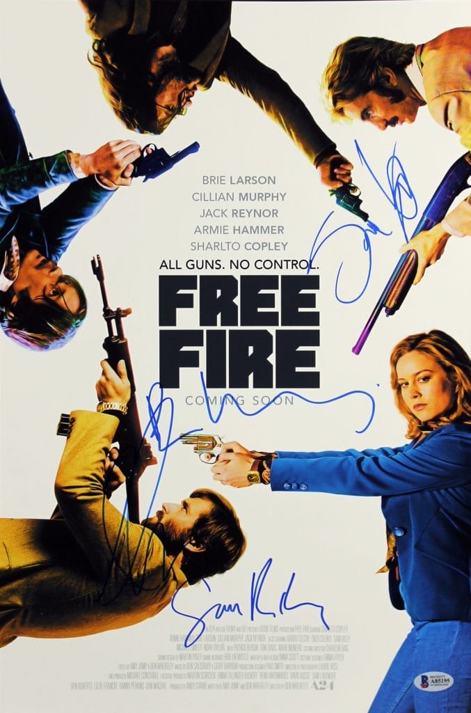Free Fire (4) Hammer, Copley +2 Signed 12×18 Mini Movie Poster BAS  #A85195