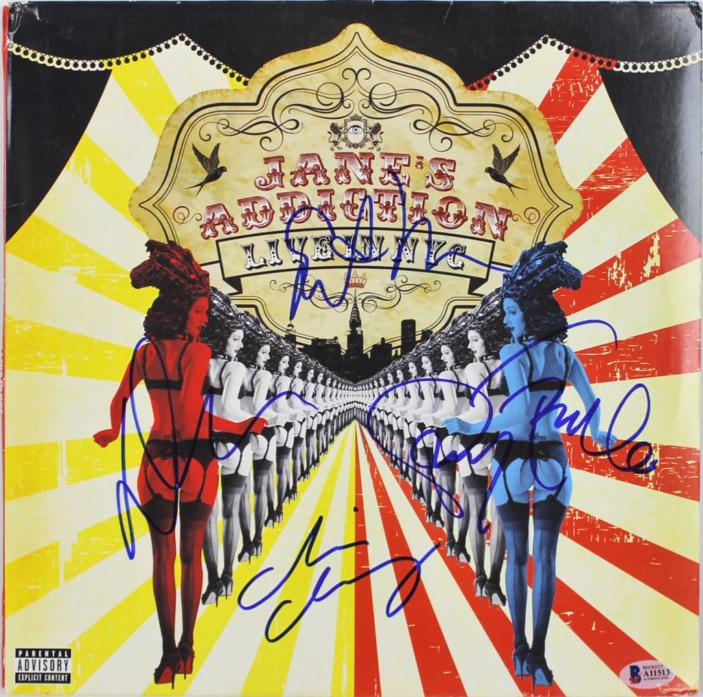 Jane’s Addiction -Farrell, Navarro +2 Signed Live In NYC Album Cover BAS #A11513