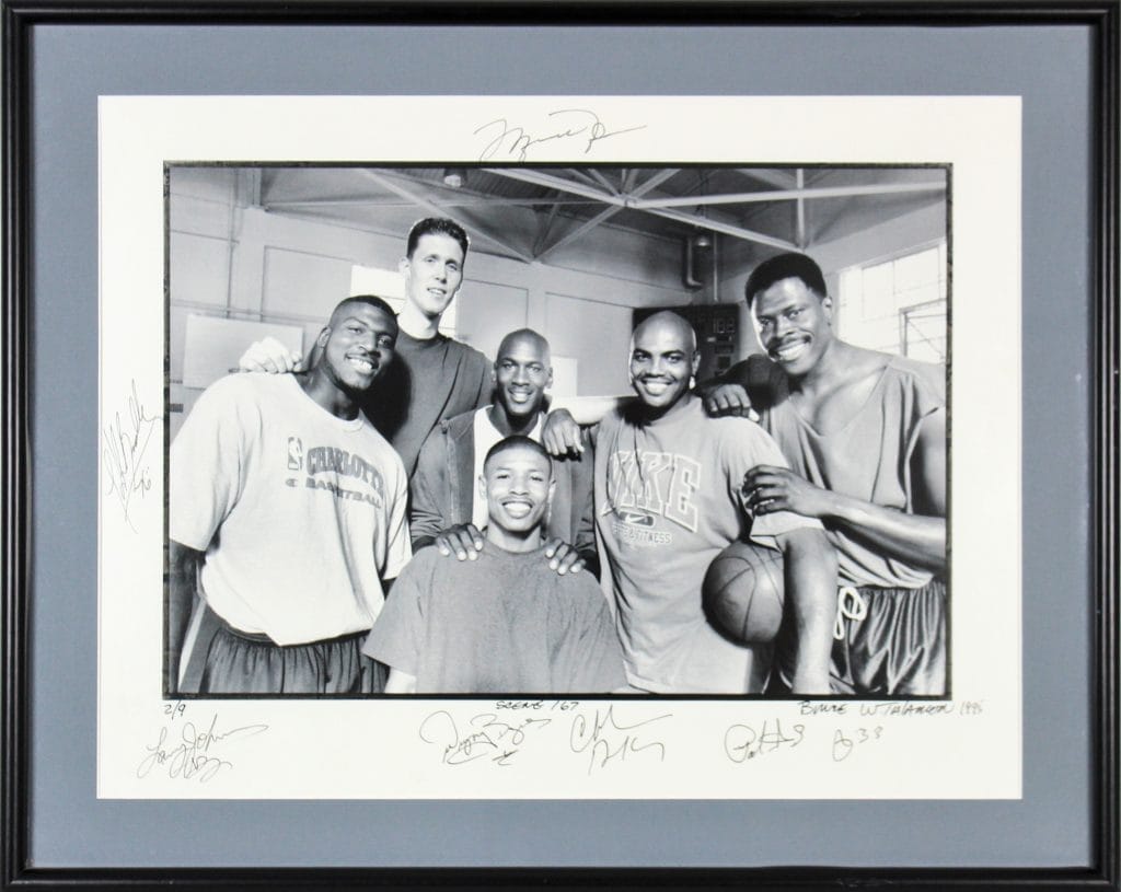Space Jam (7) Jordan, Barkley, Ewing Signed & Framed 18×24 Photo LE #2/9 BAS LOA