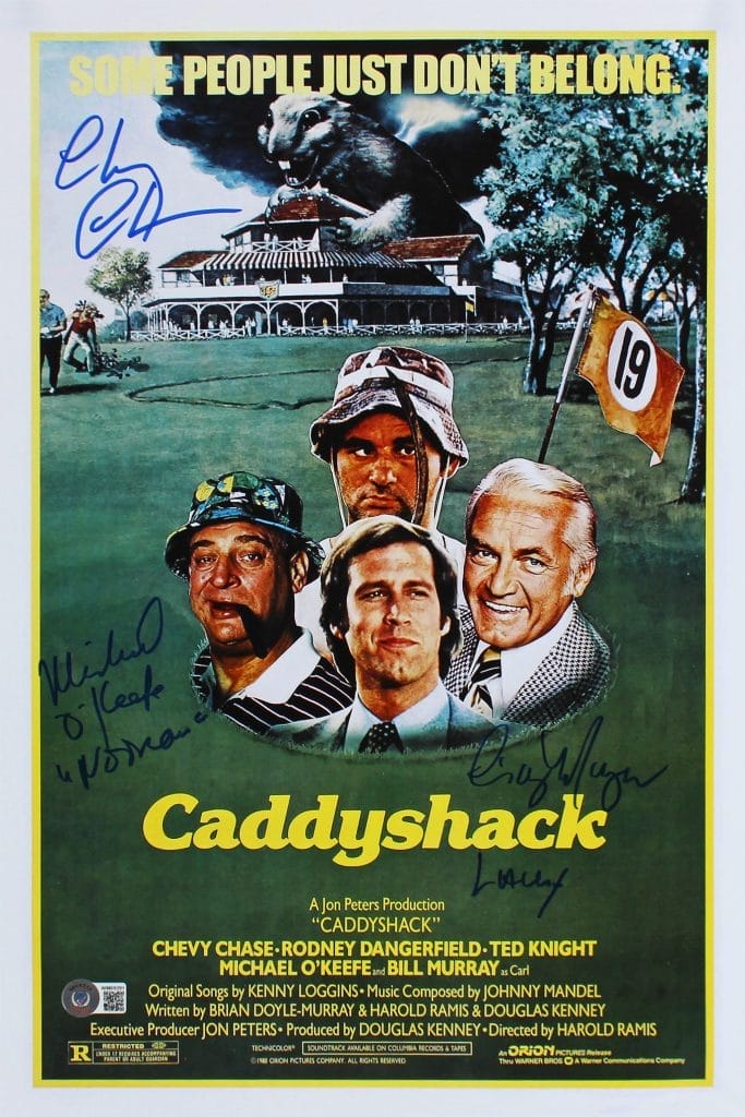 Caddyshack (3) Chase, Morgan & O’Keefe Signed 12×18 Movie Poster BAS Witnessed 1