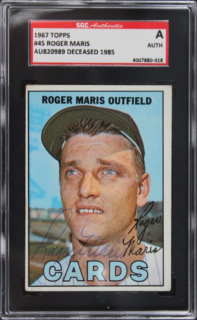 Yankees Roger Maris Authentic Signed 1967 Topps #45 Auto Card SGC Authentic