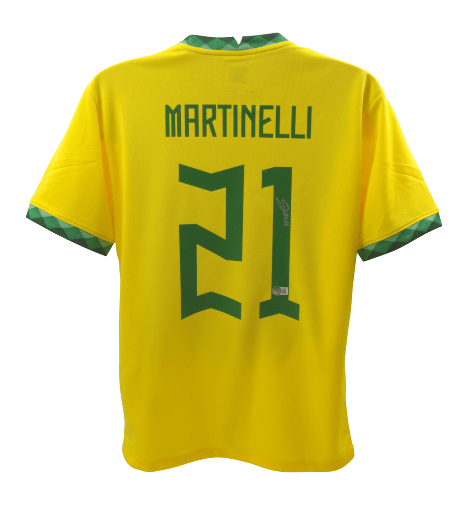 Gabriel Martinelli Signed Brazil Yellow Home Jersey #21 – Beckett COA