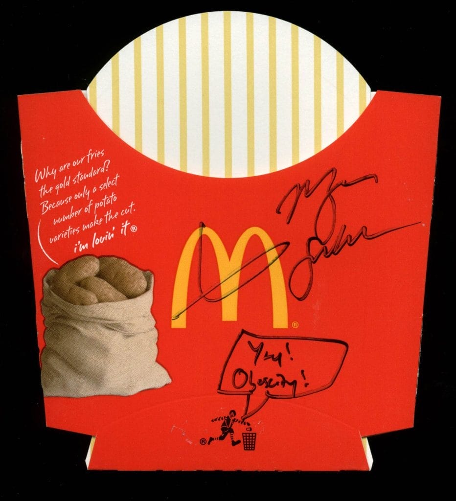 Morgan Spurlock “Yay! Obesity!” Signed McDonald’s Large Fry  PSA/DNA #V22457