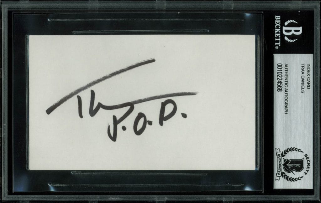 Traa Daniels P.O.D. Authentic Signed 3×5 Index Card BAS #10224568