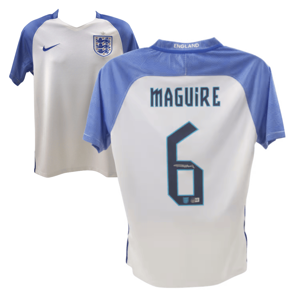 Harry Maguire Signed England International White Home Jersey #6 – Beckett COA