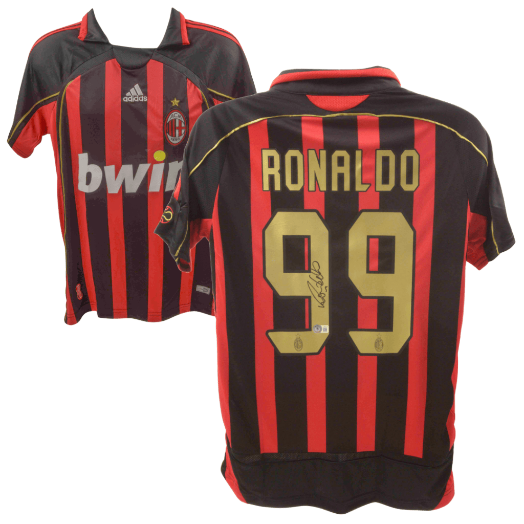 Ronaldo Nazario R9 Signed Adidas AC Milan Home Jersey #99 – Beckett COA