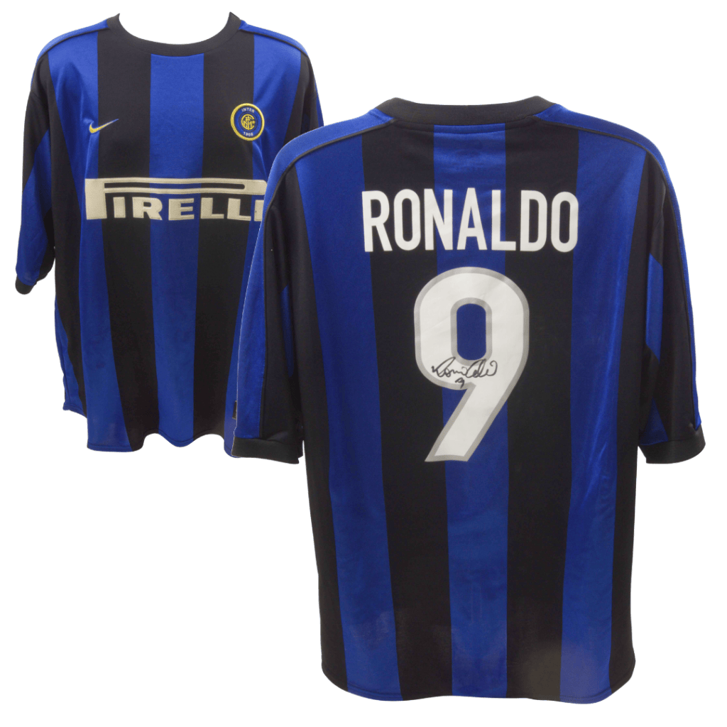 Ronaldo Nazario Signed Vintage Inter Milan Home Soccer Jersey #9 – Beckett COA
