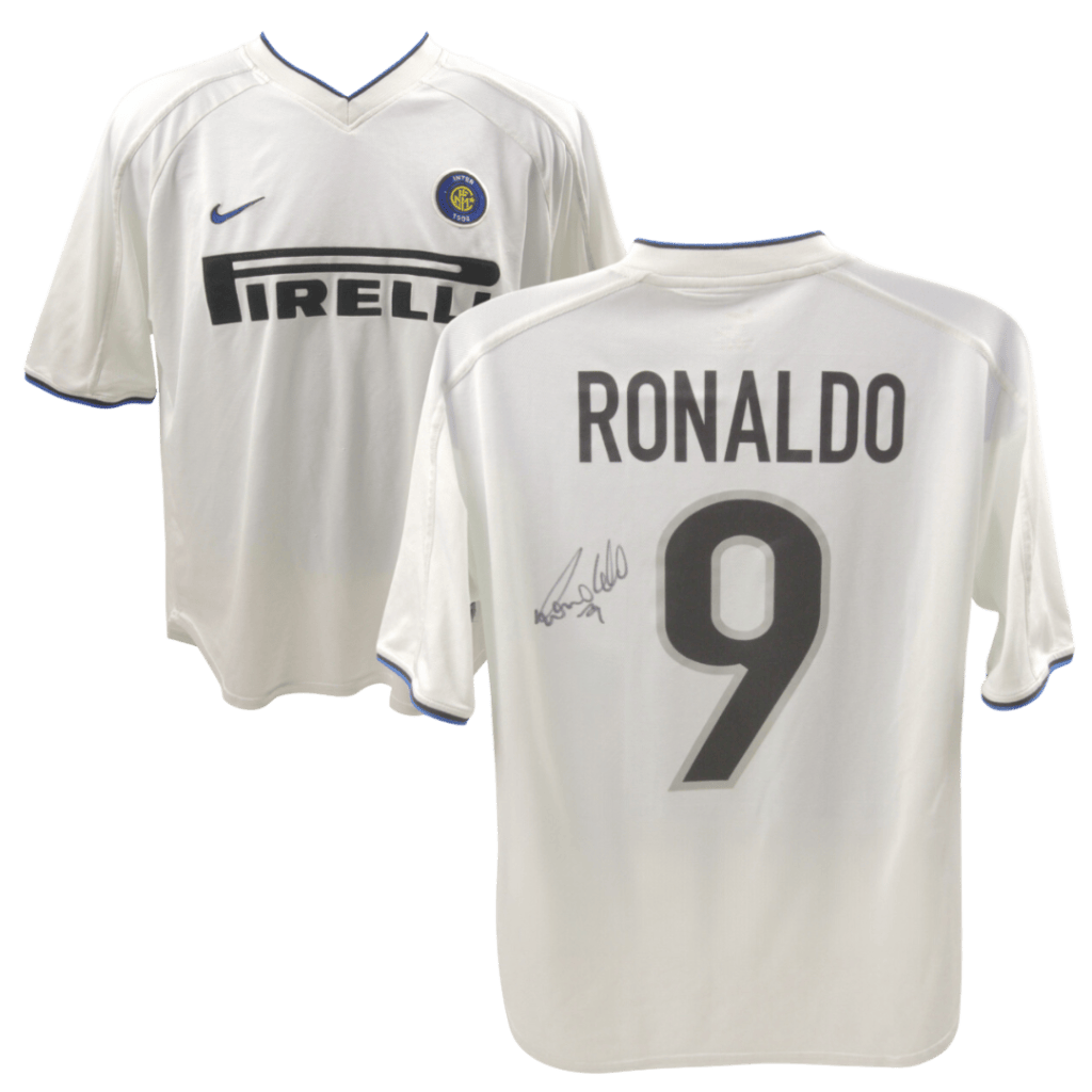 Ronaldo Nazario Signed Vintage Inter Milan Away Soccer Jersey #9 – Beckett COA